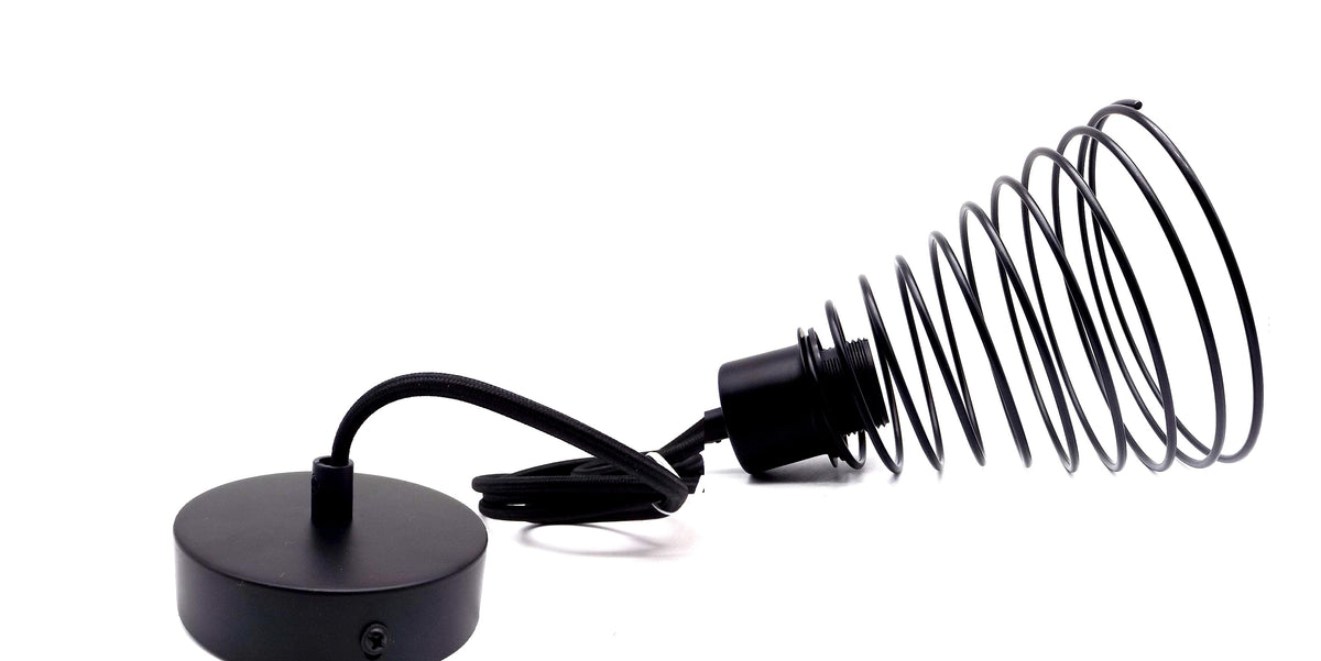 Pacote de 2 luminárias pendentes tulipas cônicas de metal preto