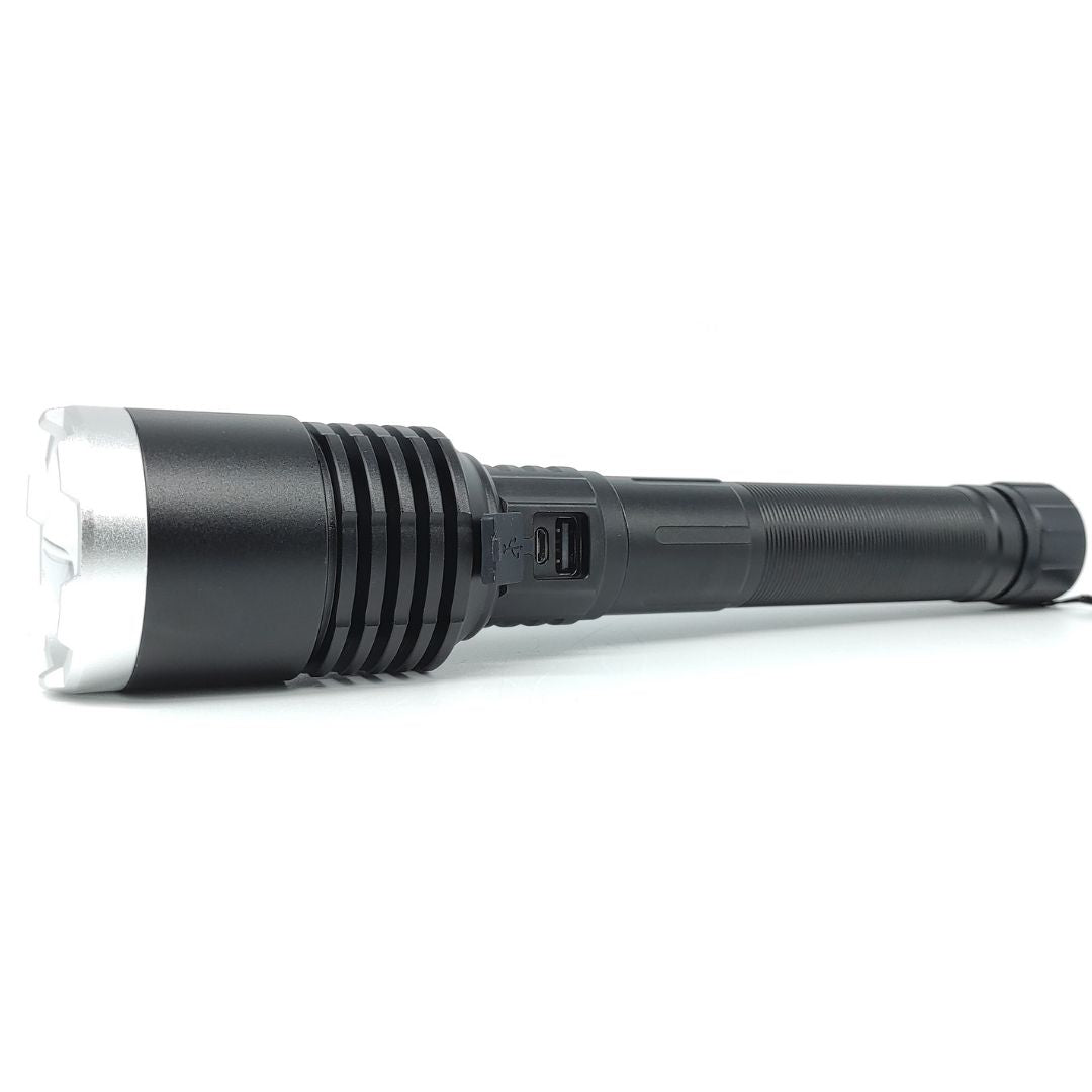 Lanterna LED recarregável USB profissional de alta potência, zoom e intensidade ajustável