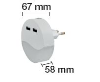 Piloto Redondo Luz Nocturna Led con Sensor Crepuscular 3000k 0,5w y 2 USB
