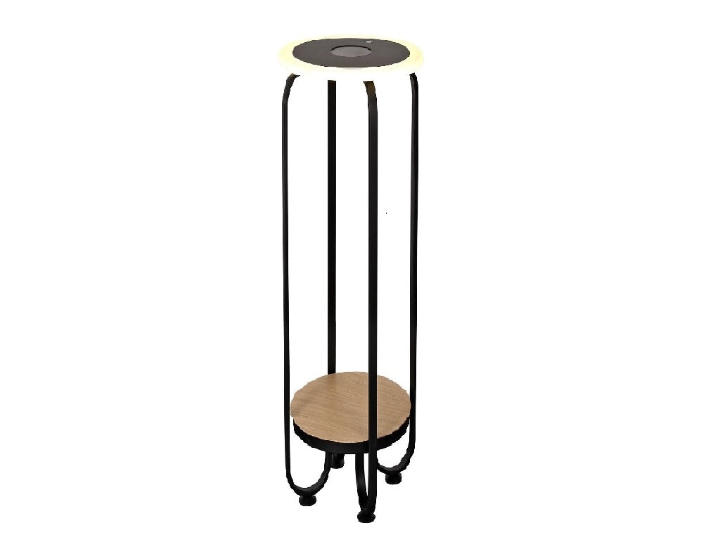 Mesa con Luz LED 20W 3000K, cargador Inalámbrico, 112,5cm en Negro y Madera