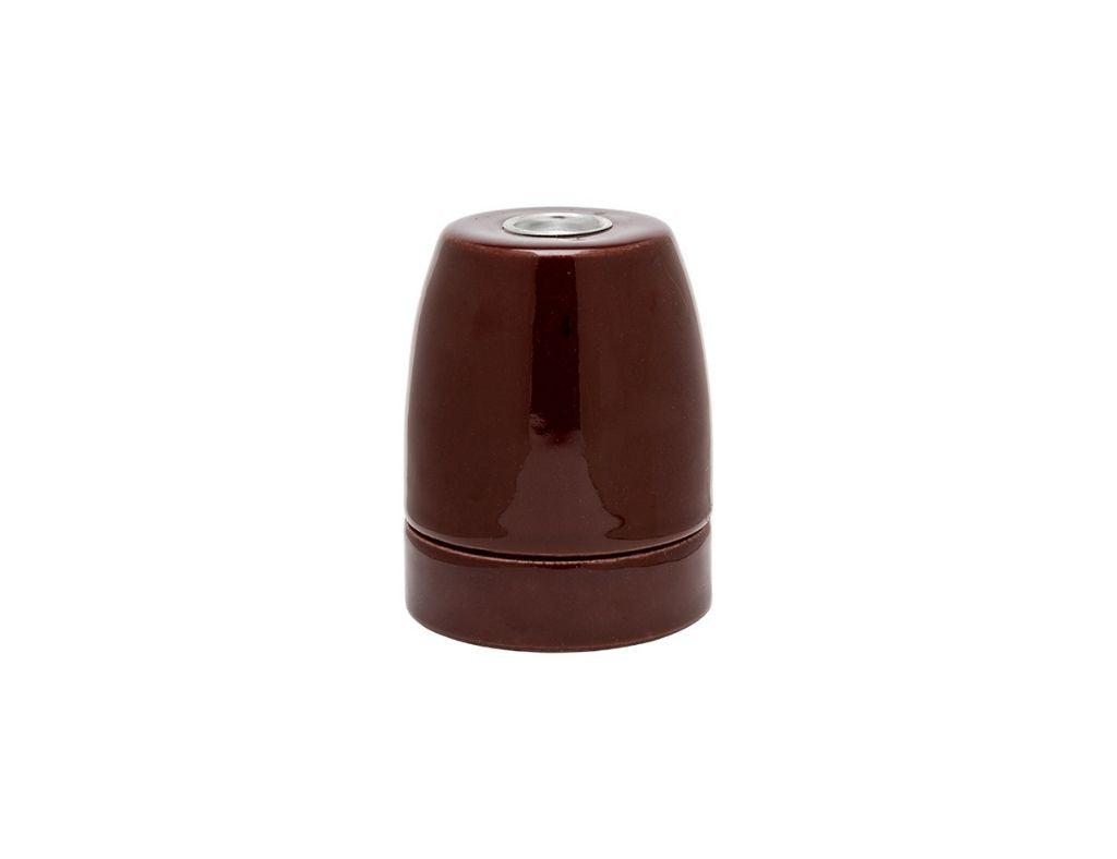 Douille E27 en porcelaine marron