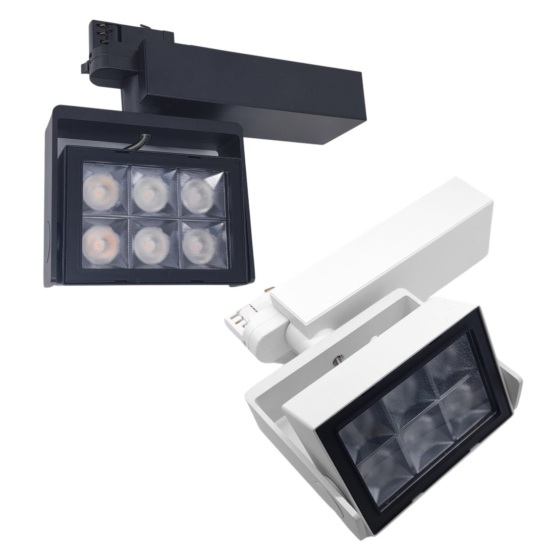 Projetor de pista LED de 4 vias 30w 3000k 3800 lúmens