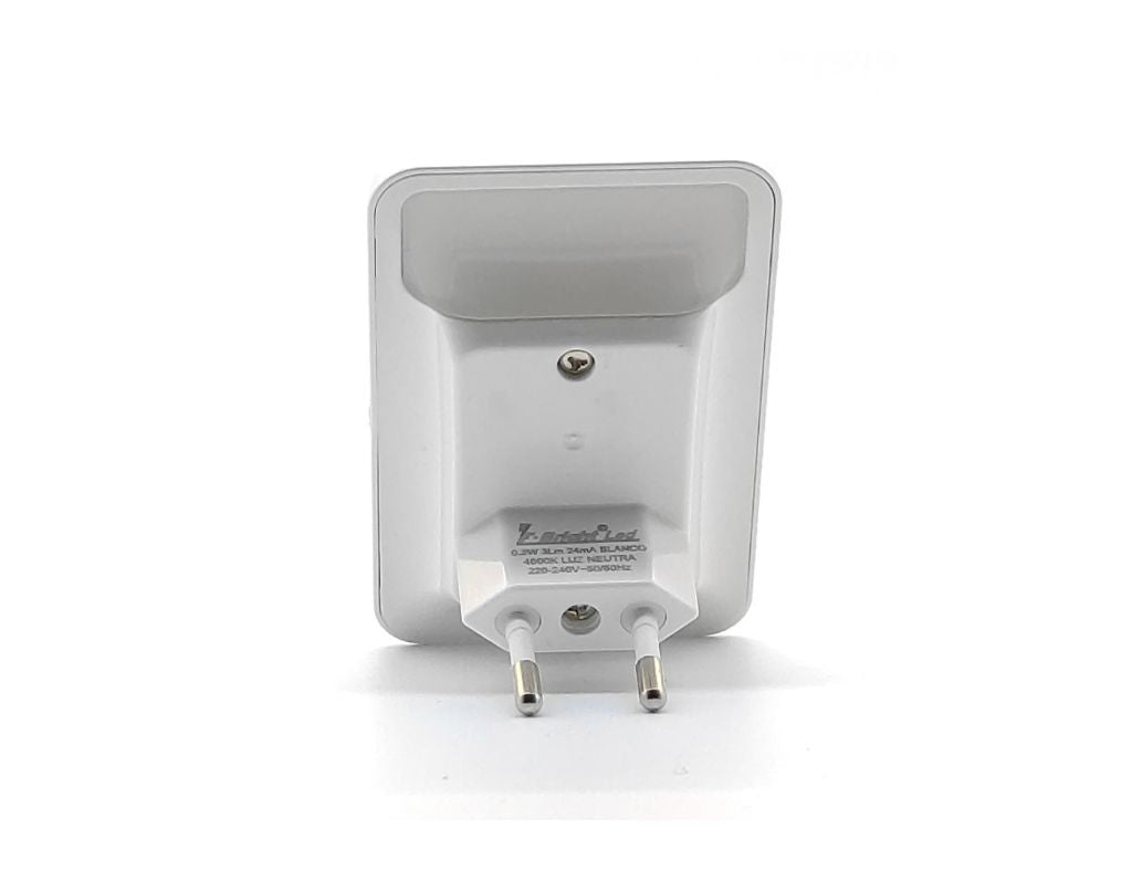 Piloto Luz Nocturna Led Rectángulo Blanco con Sensor Crepuscular 0,3W 4000K
