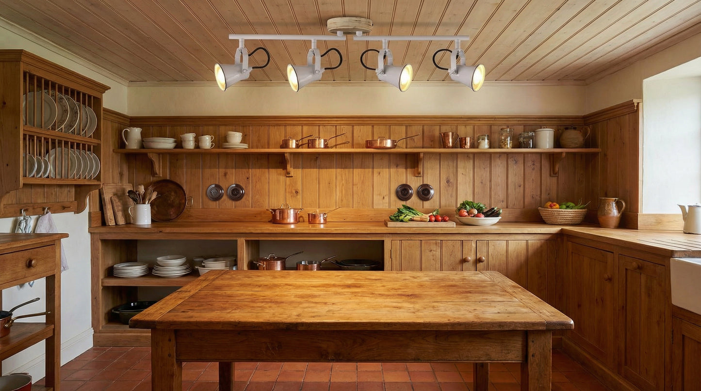 Aplique de Techo de Madera y Cerámica Esmaltada 4 Focos GU10