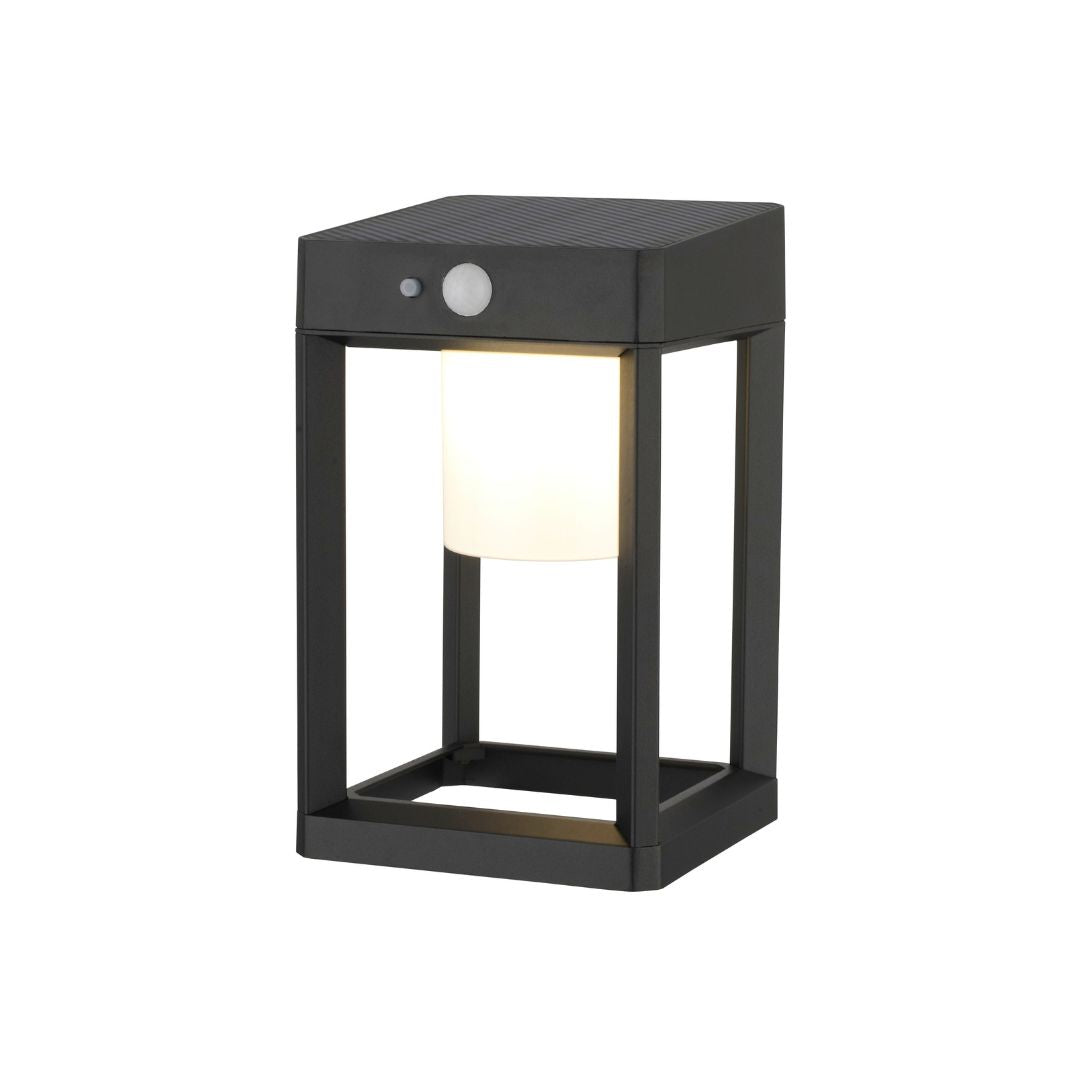 Aplique LED Solar 4,4W 3000K con Sensor de Movimiento y Crepuscular de Aluminio Negro