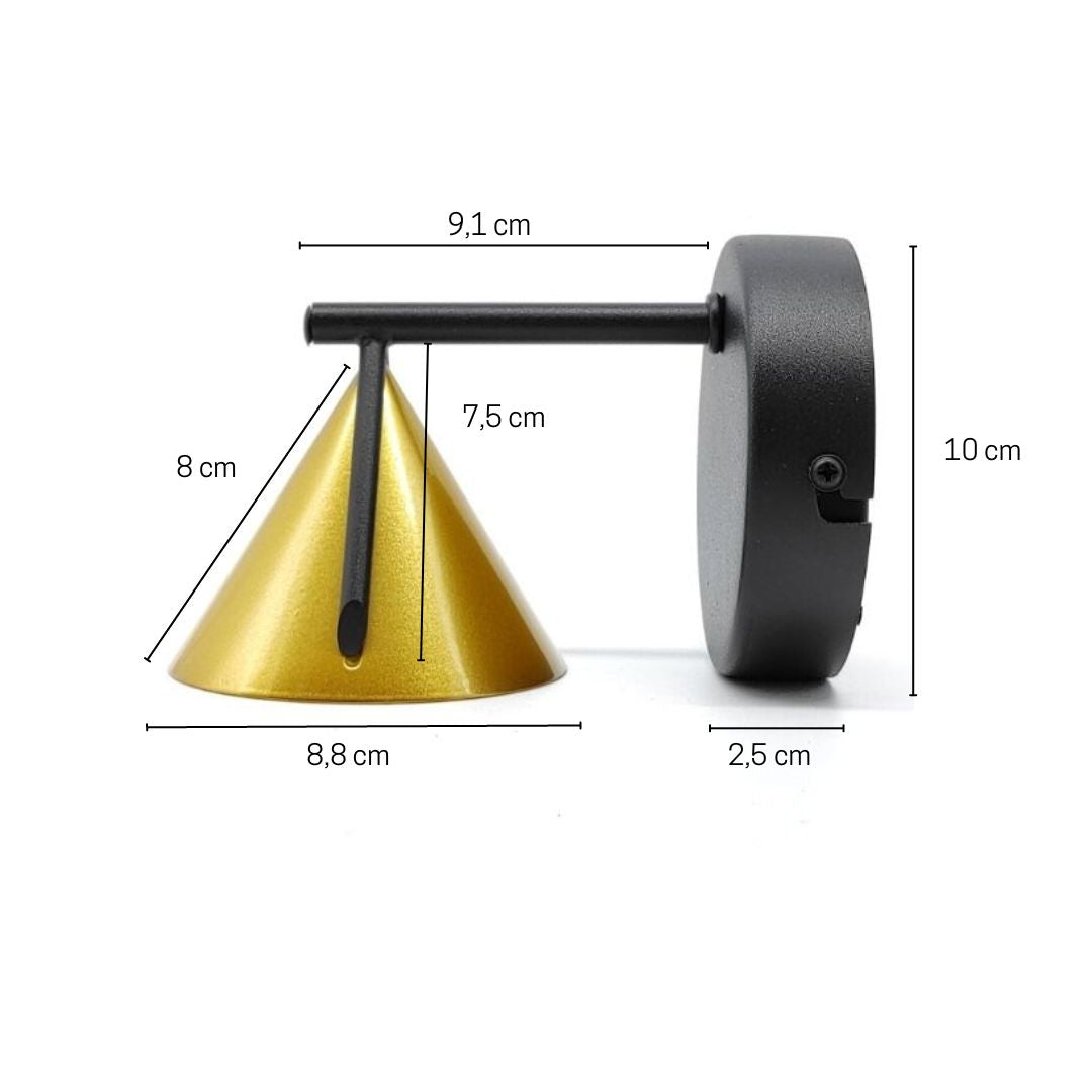 Aplique LED de Pared Emil 3W 3000K en Aluminio Negro y Dorado 5