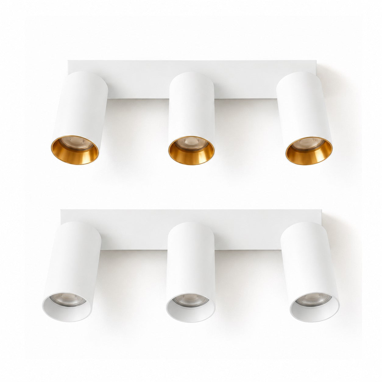 Aplique de Pared y Techo Metal 3 Focos GU10 con Aro Dorado Intercambiable blanco 2