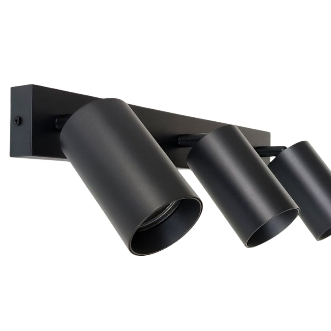 Aplique de Pared y Techo Metal 3 Focos GU10 con Aro Dorado Intercambiable negro 3