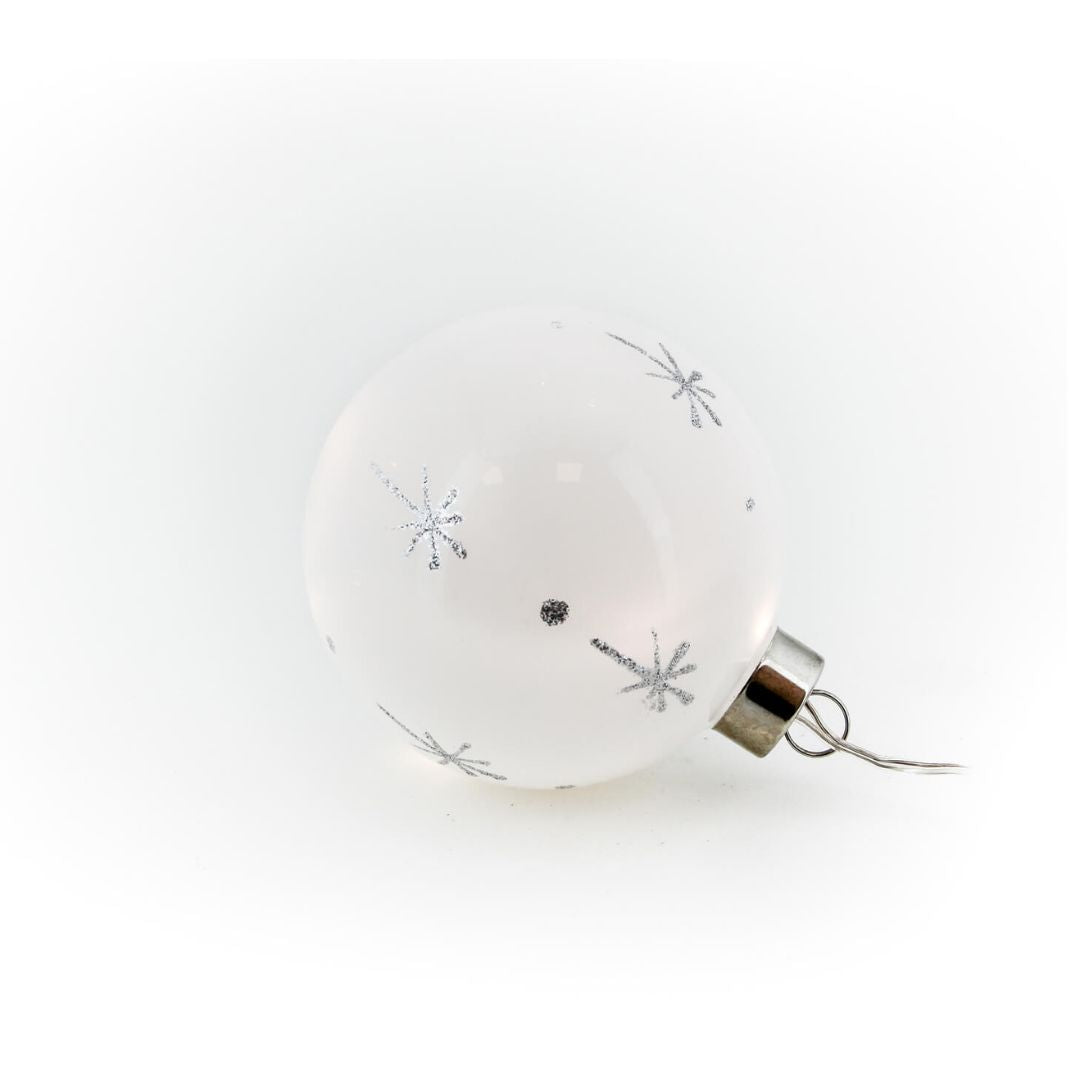 Bola Navidad Led Cristal Blanco con Estrellas