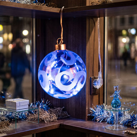Bola de Natal de cristal LED com luzes azuis