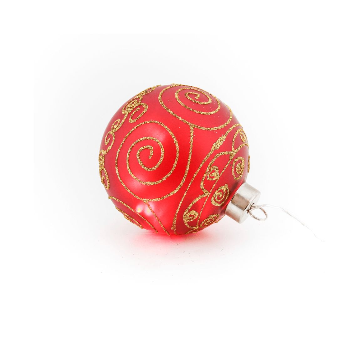 Bola Navidad Led Cristal Rojo con Círculos