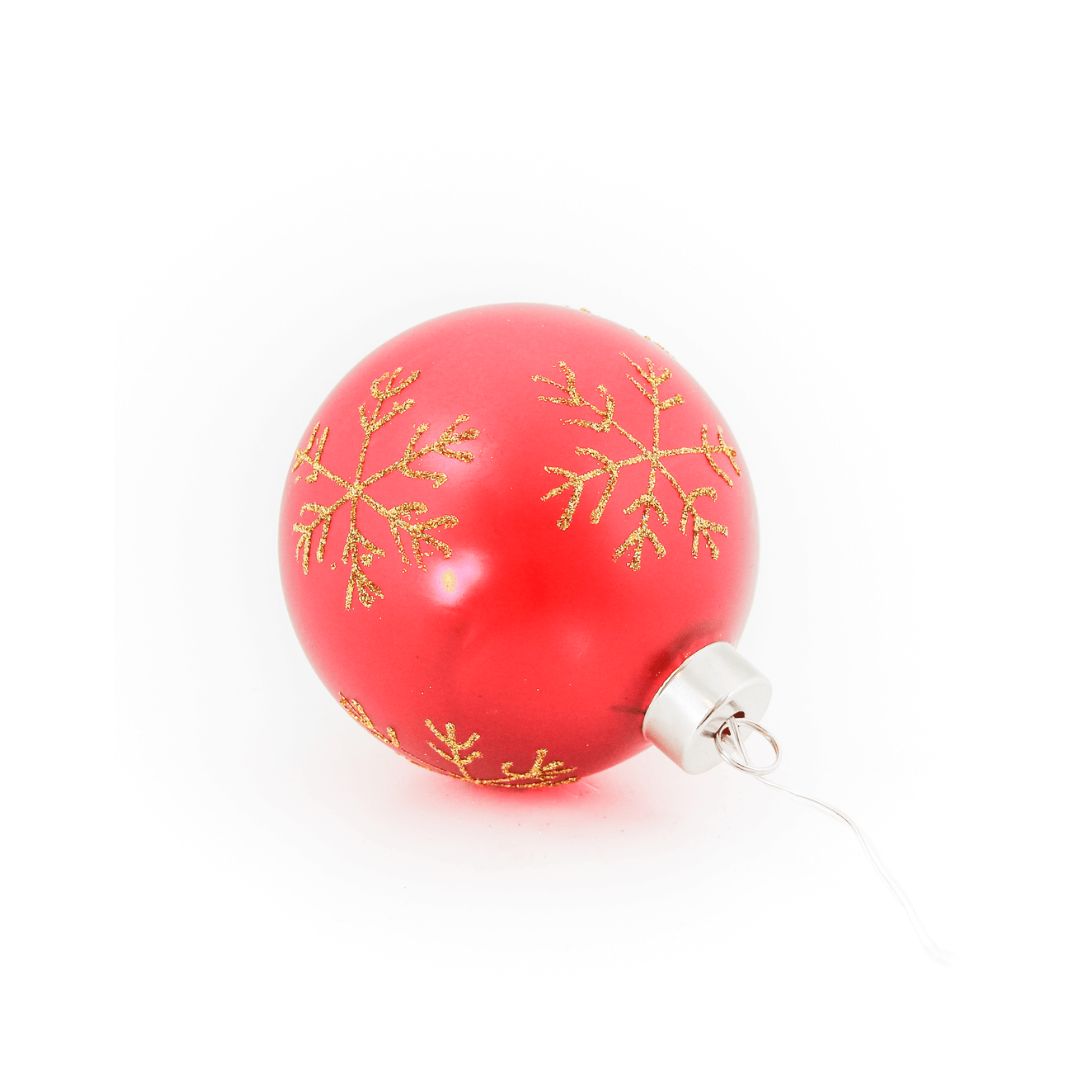 Bola Navidad Led Cristal Rojo con Estrellas