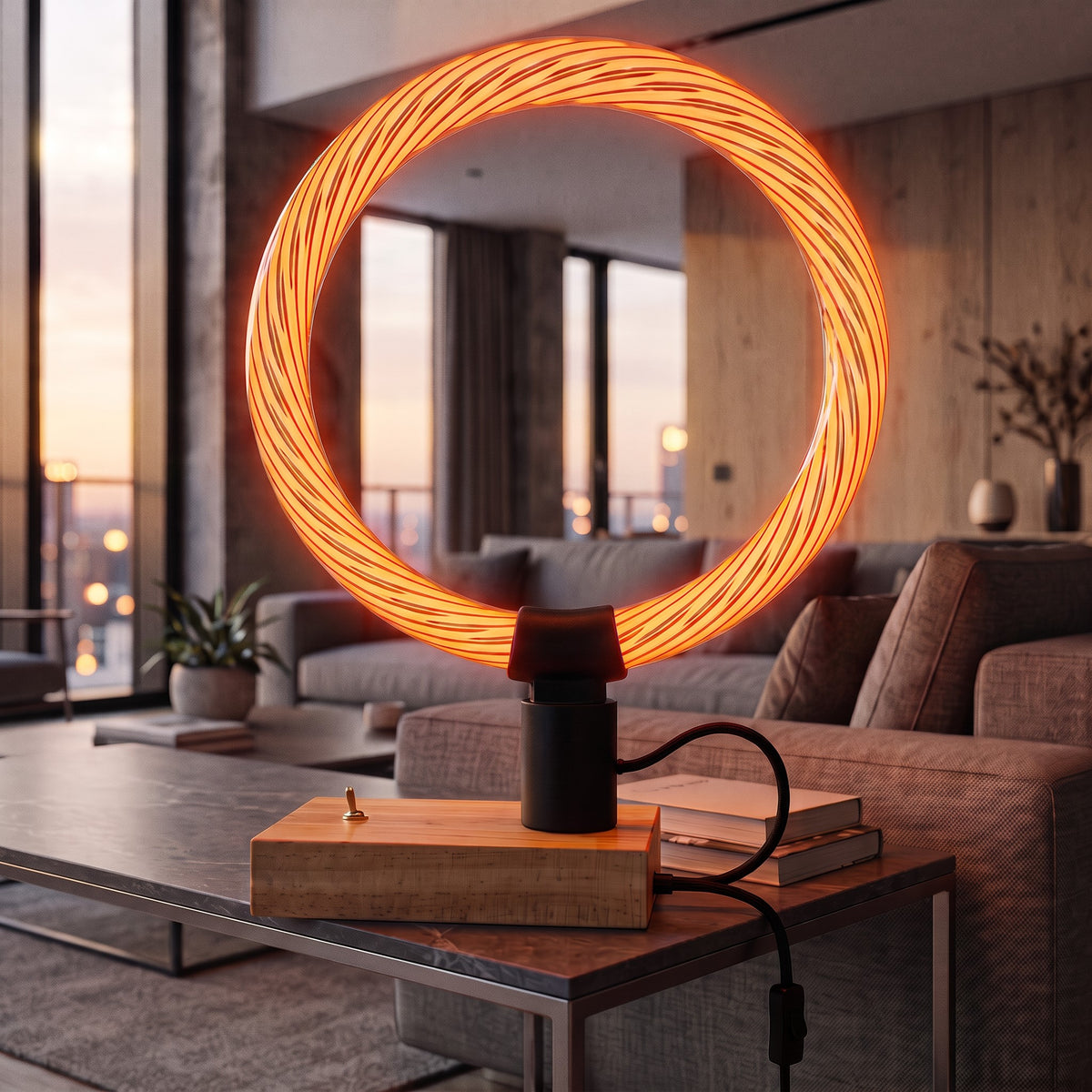 Bombilla LED decorativa E27 Anillo Rayado 4W – Luz ámbar 1800K