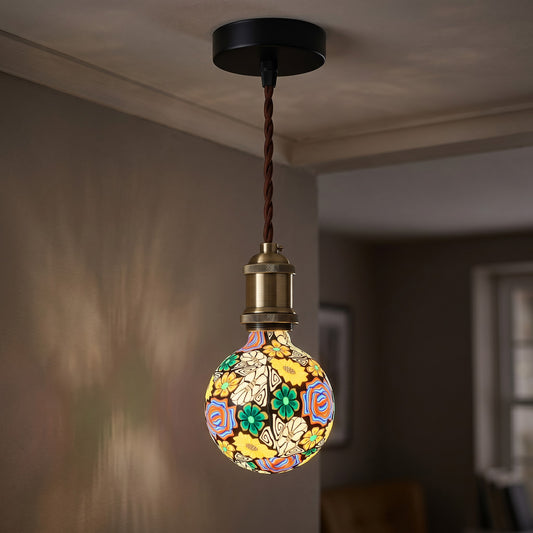 Bombilla Decorativa LED E27 4w 3000k Globo Silicona Flores y Hojas Verdes 1