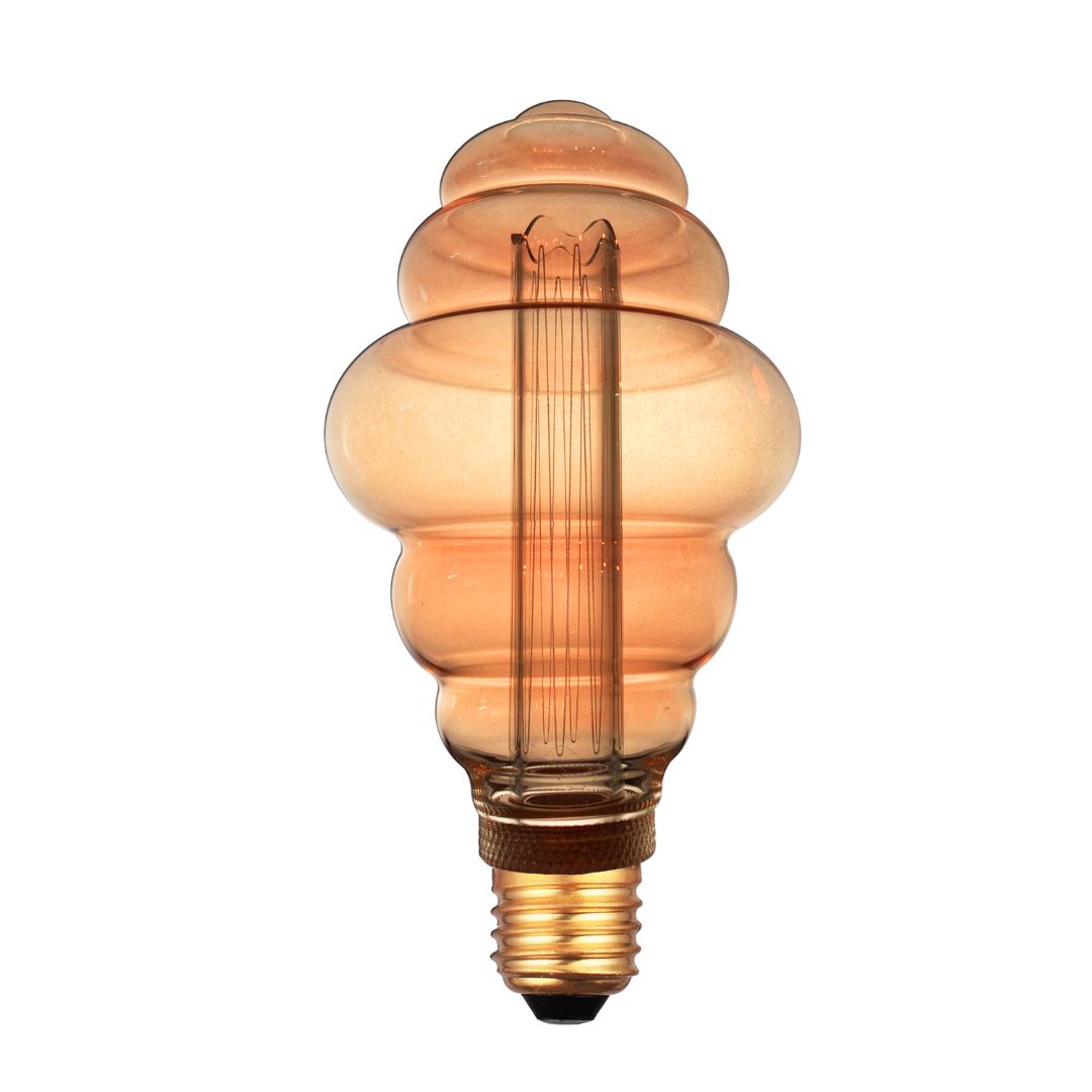 Bombilla LED Decorativa E27 4W 1800K  Ondas en Cristal Dorado 1