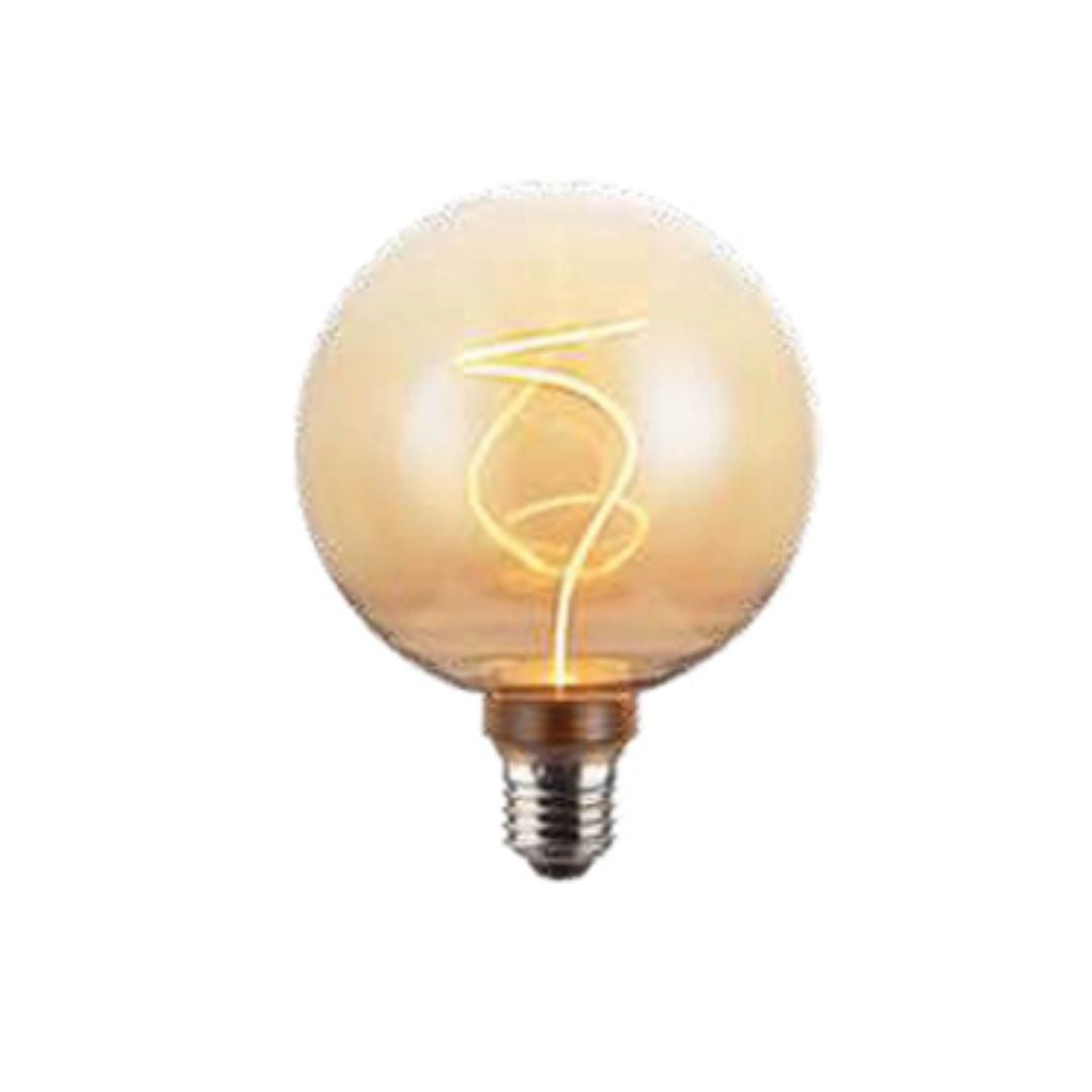 Bombilla LED Decorativa Globo G125 Ámbar – Filamento Espiral, 4W E27 1800K 2