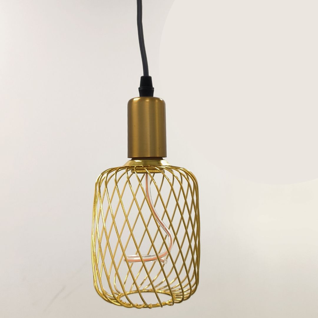 Bombilla LED decorativa cilindro jaula con filamento espiral E27 4W 1800K (negro o dorado)
