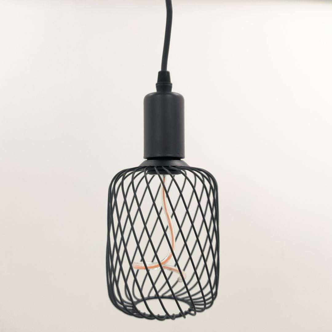 Bombilla LED decorativa cilindro jaula con filamento espiral E27 4W 1800K (negro o dorado)