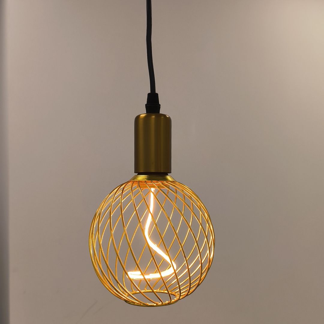 Bombilla LED decorativa globo jaula con filamento espiral E27 4W 1800K (negro o dorado)