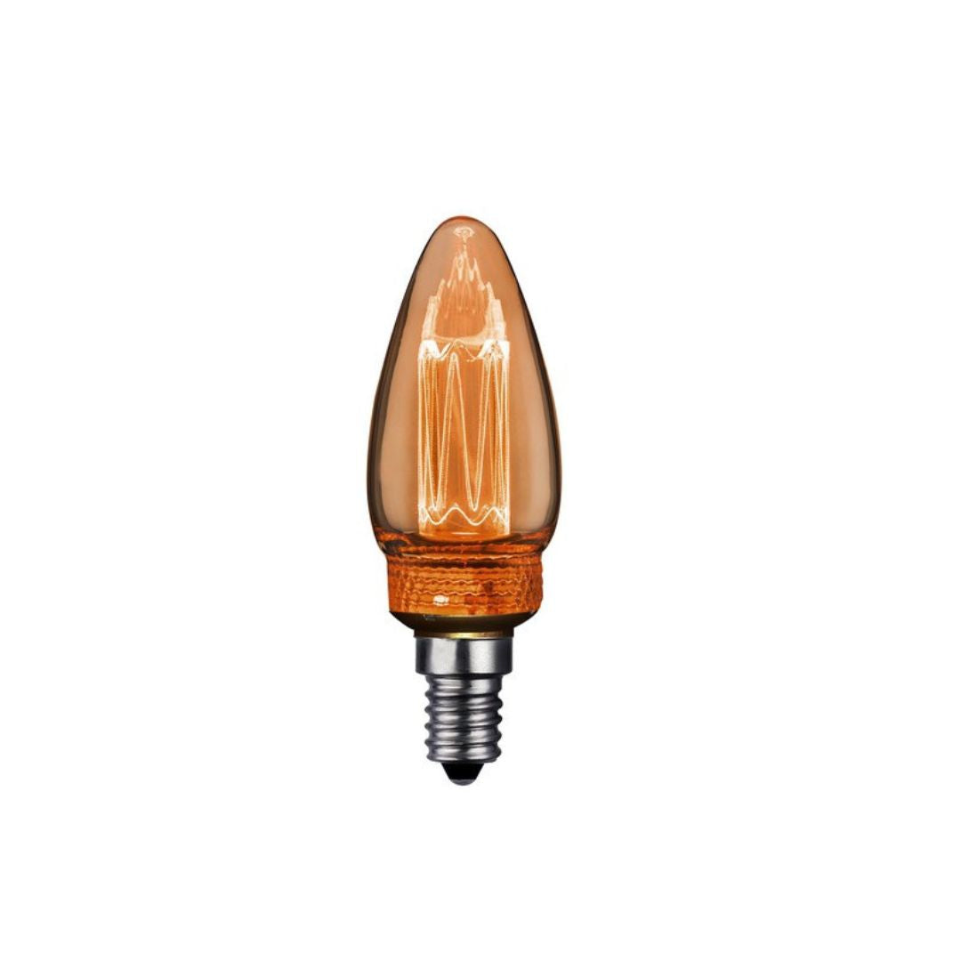 Bombilla Decorativa Vela LED E14 2W 1800K Cristal Dorado 1
