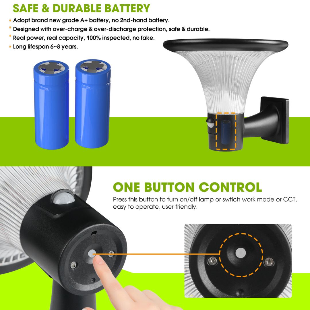 Cabeza de farola LED Solar 10 W 1000 lm con sensor y cambio de tono. Control Remoto