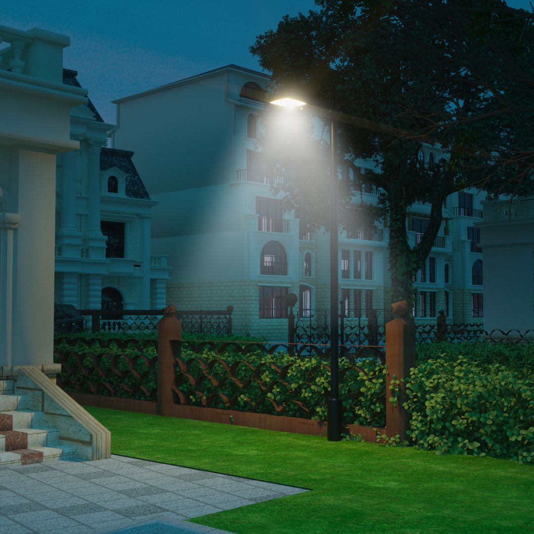 Cabezal de Farola LED 40W CCT con Sensor de Movimiento y Crepuscular, MPPT, IP65
