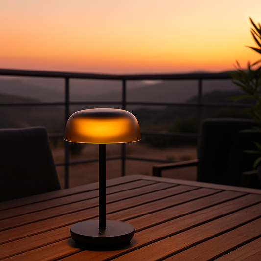 Lámpara Mesa LED Solar Regulable 3.3W Negra – Táctil, USB, Interior y Exterior