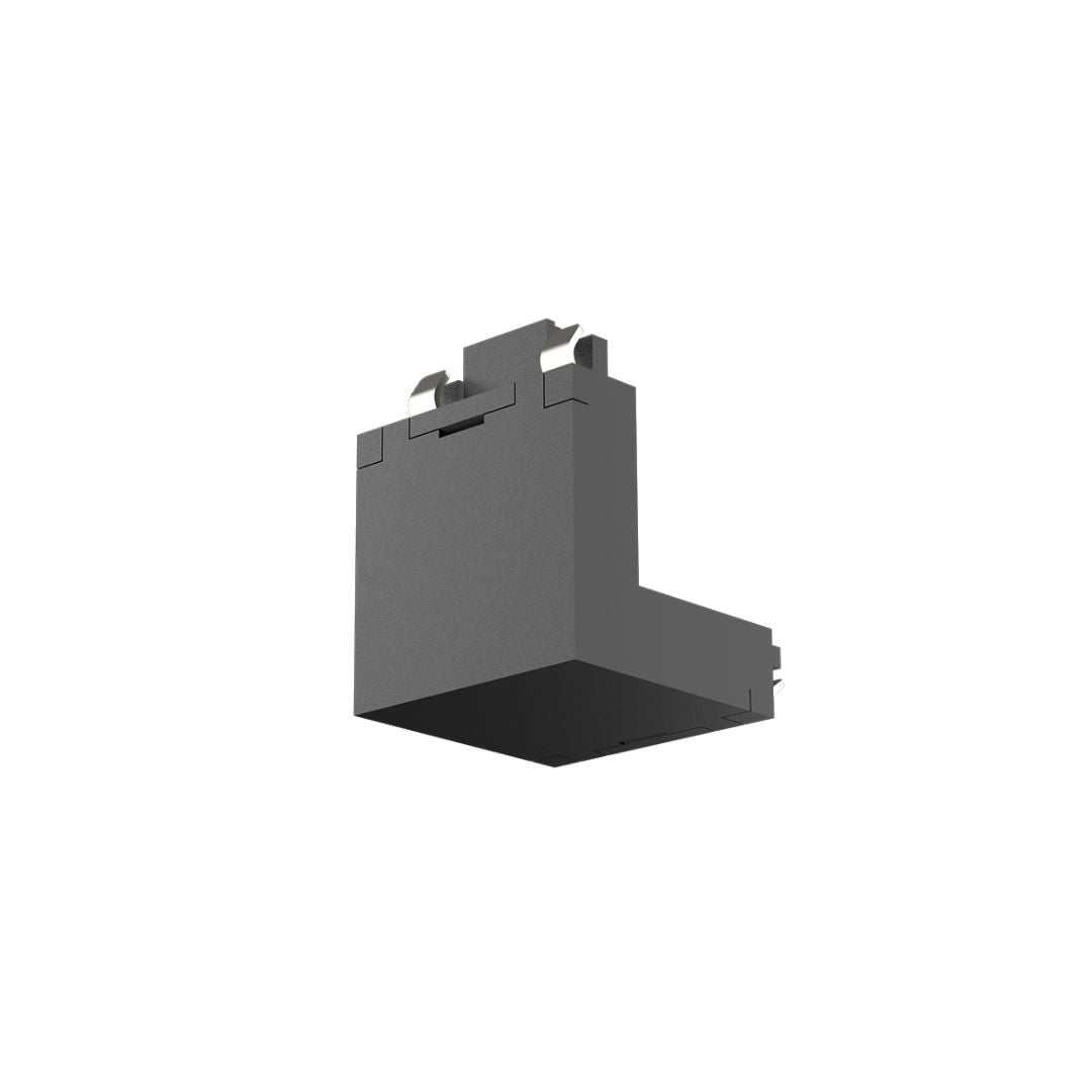 Conector en Escuadra para Mini Carril Magnético de Superficie – Negro