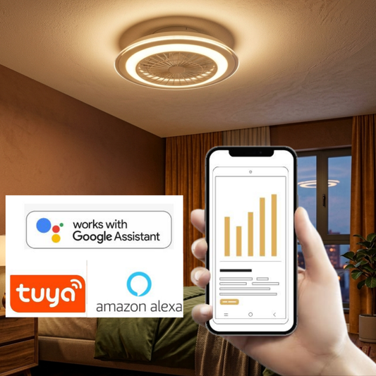Ventilador Plafón LED Smart CCT+RGB 30W – Motor DC 15W, Wi-Fi y Control Remoto