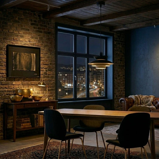 Candeeiro suspenso LED 72W 3000K com abajur em tecido de serapilheira