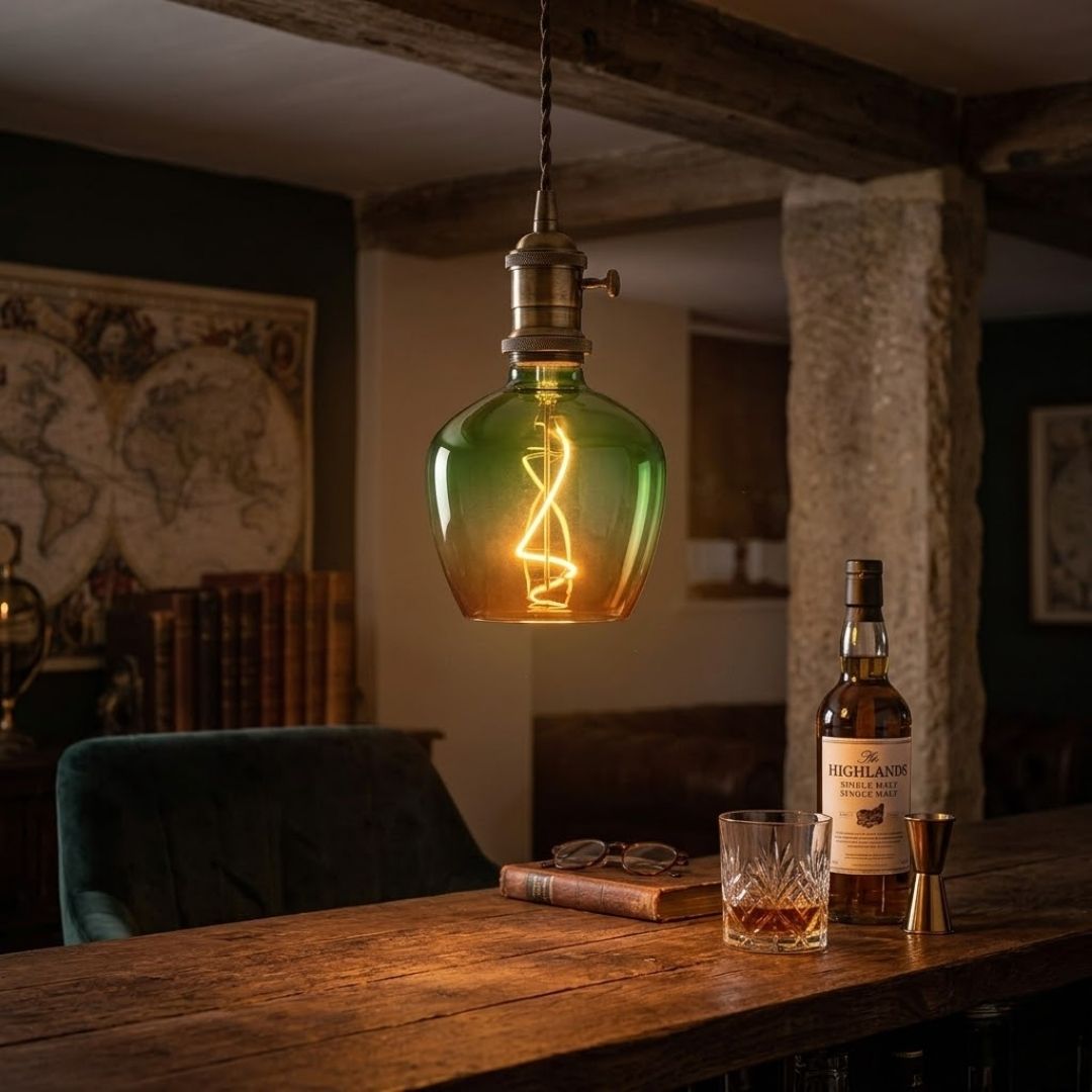 Bombilla LED Decorativa E27 4W 1800K Filamento Degradado Verde y Naranja 5
