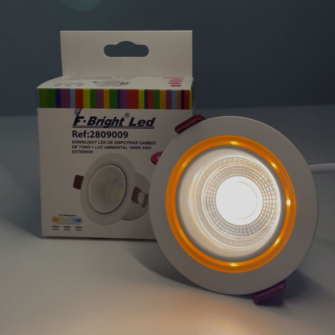 Downlight LED Empotrable con Halo Ambiental y Cambio de Tono