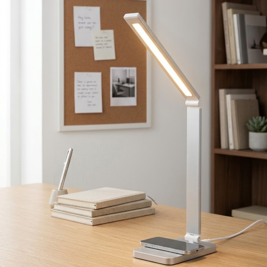 Lámpara de Mesa LED Recargable 6,5w 280lm con Regulación Táctil y Cargador Inalámbrico