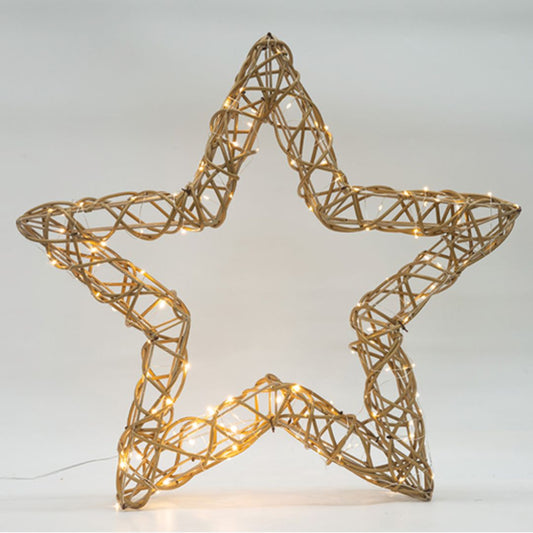 Estrella LED 3D Dorada 60 cm, 150 Luces Cálidas con Efecto Flicher