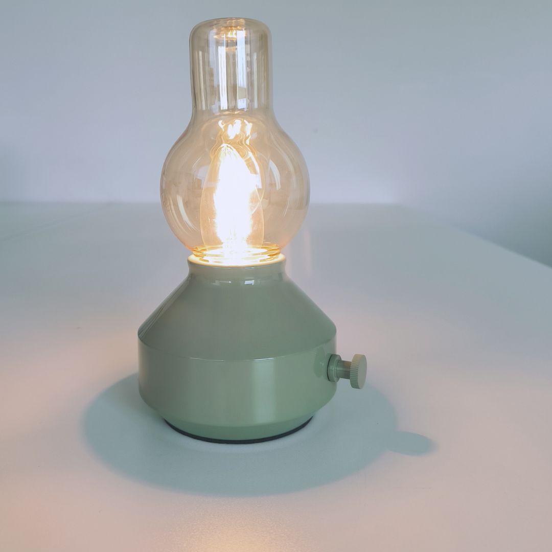 Farol LED Vintage Recargable USB-C Verde | Candil Antiguo Regulable 2W 2700K 4