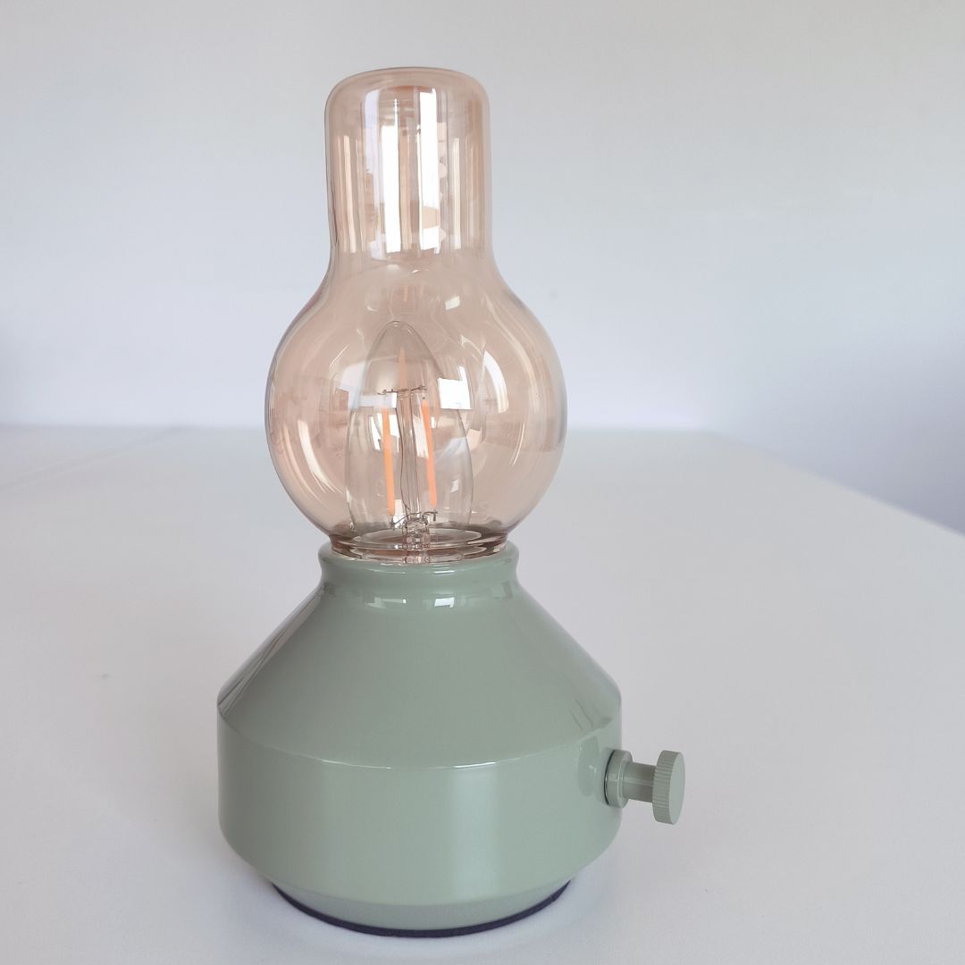 Farol LED Vintage Recargable USB-C Verde | Candil Antiguo Regulable 2W 2700K