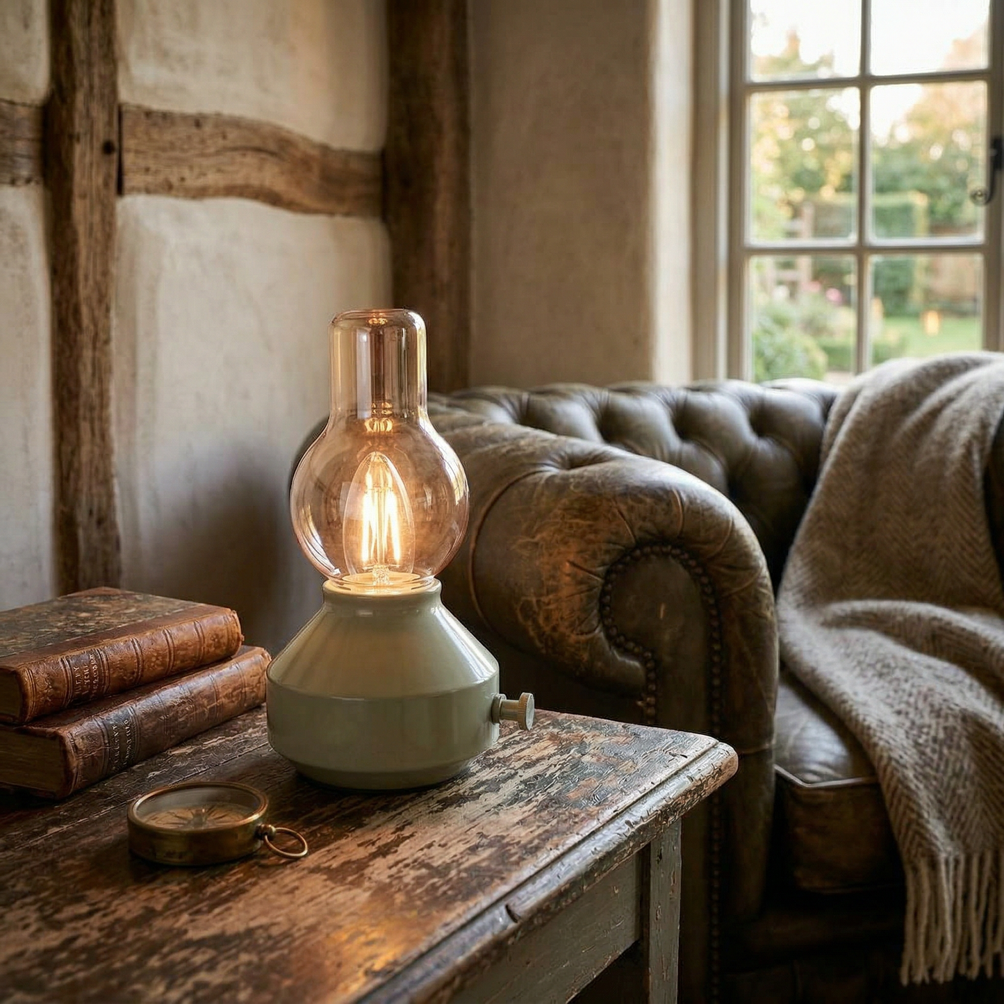 Candeeiro de mesa de banco de cogumelo de vidro