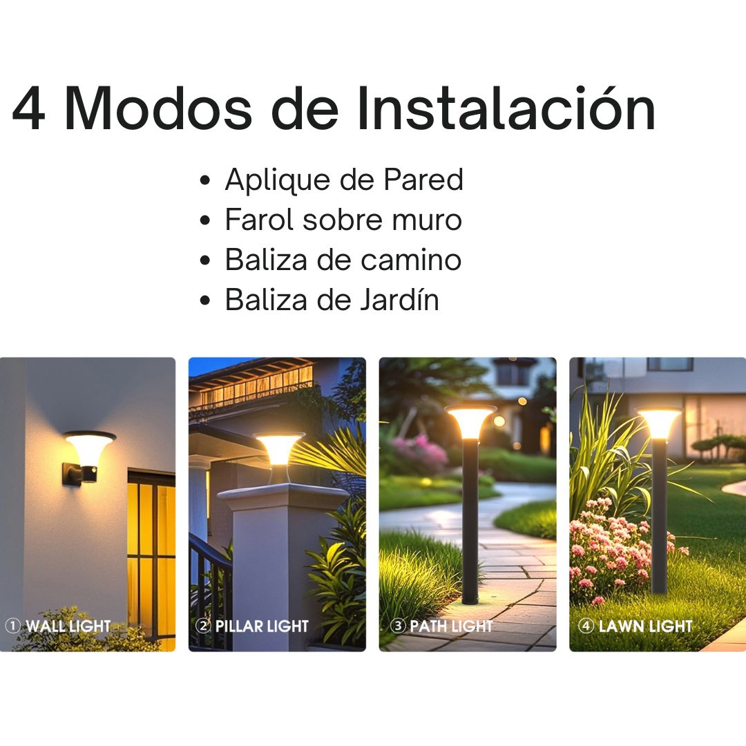 Cabeza de farola LED Solar 10 W 1000 lm con sensor y cambio de tono. Control Remoto