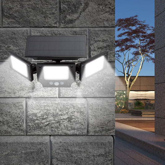 Foco Solar LED Triple 6500k 360lm Sensor de Movimiento y Crepuscular