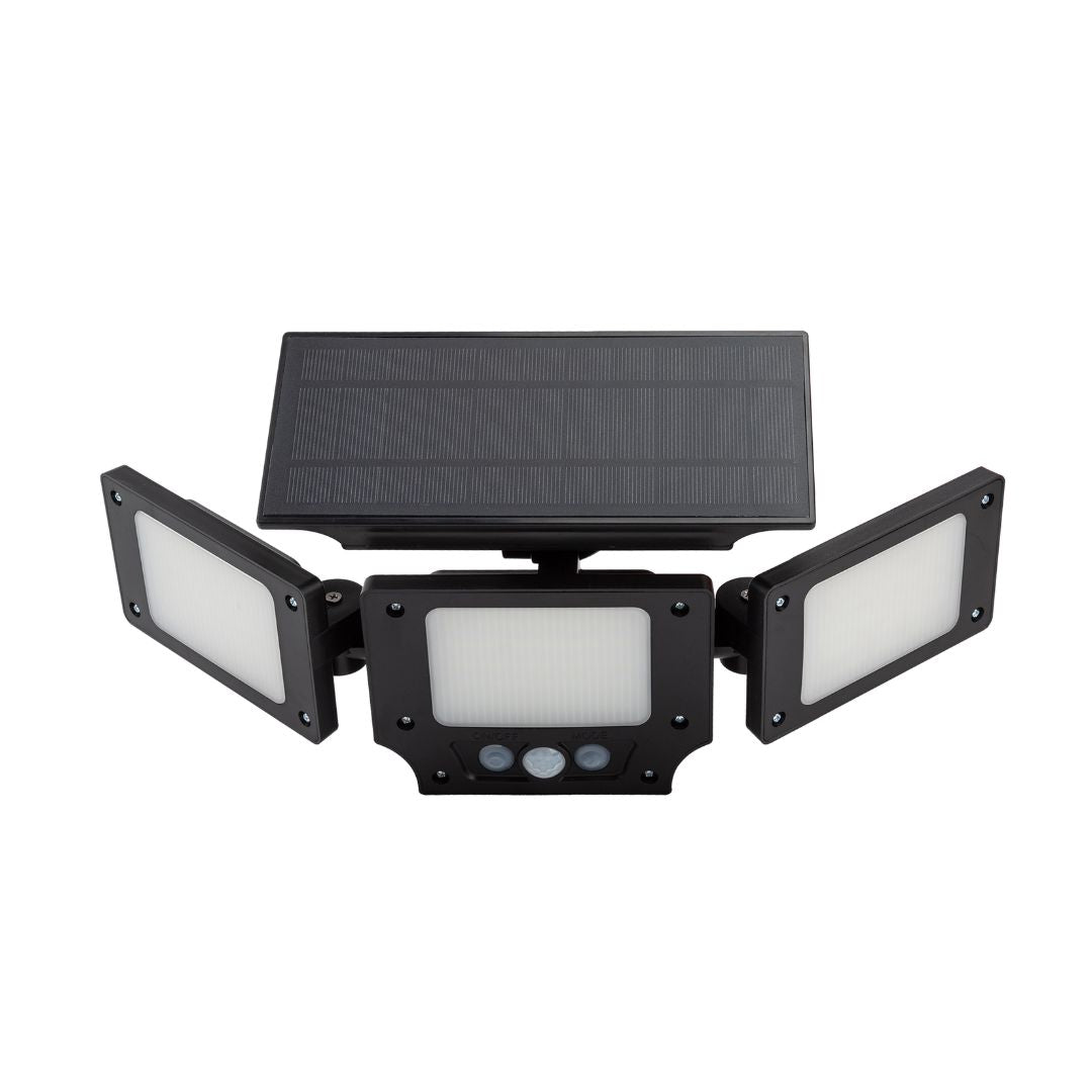 Foco Solar LED Triple 6500k 360lm Sensor de Movimiento y Crepuscular