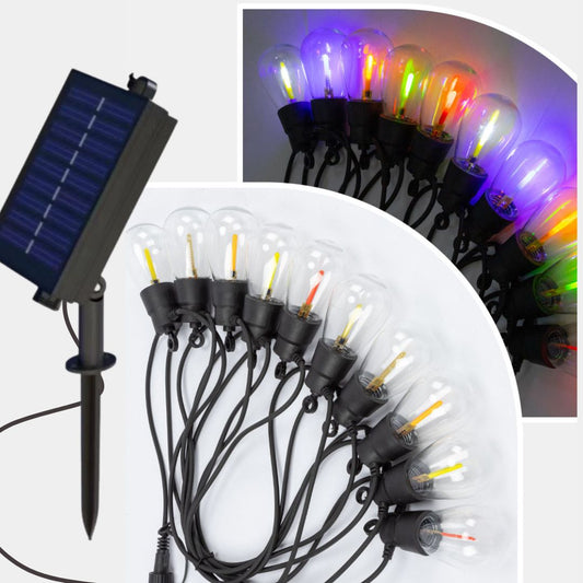 Guirnalda Solar Exterior LED - 5m de cable con 10 Luces Multicolor Lluvia de Meteoros