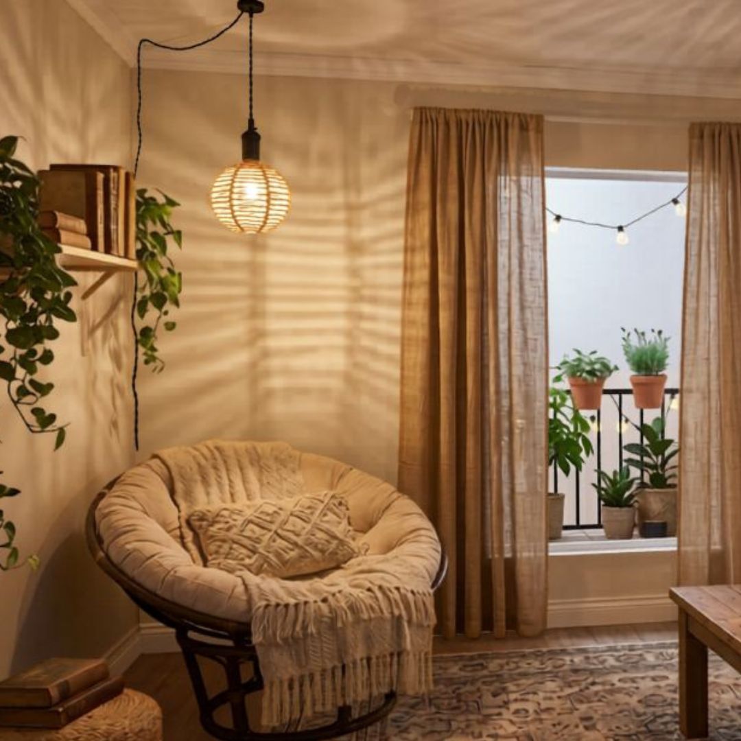 Lámpara colgante LED de cuerda natural redonda 4W 3000K estilo boho 3