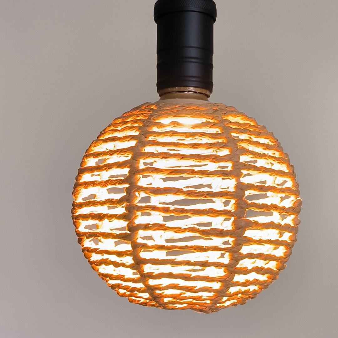 Lámpara colgante LED de cuerda natural redonda 4W 3000K estilo boho 4