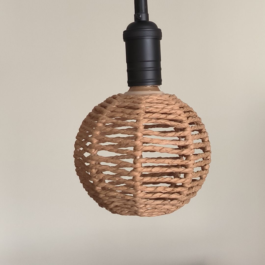 Lámpara colgante LED de cuerda natural redonda 4W 3000K estilo boho 5