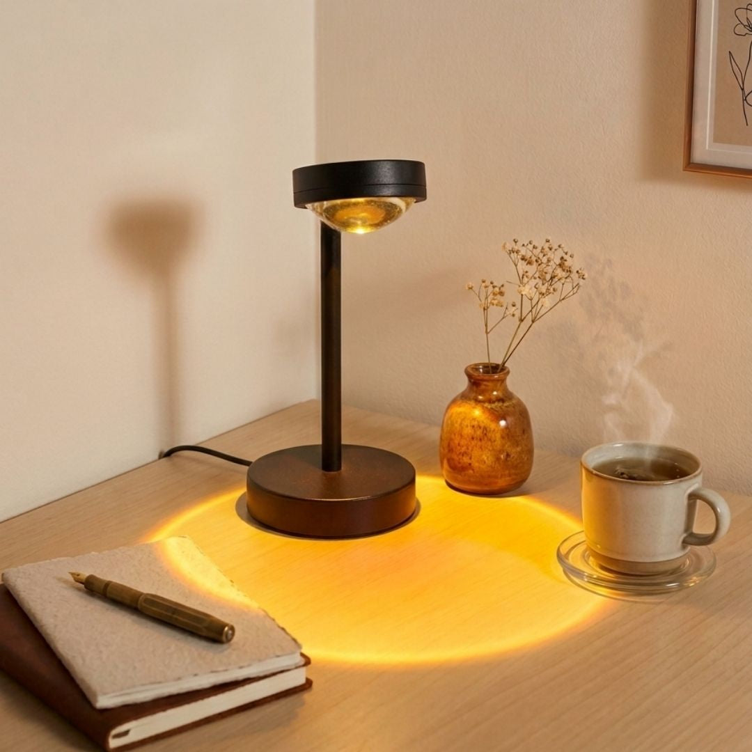 Lámpara de Mesa LED Sunset con Iluminación Cálida Ambiental y Cabezal Ajustable