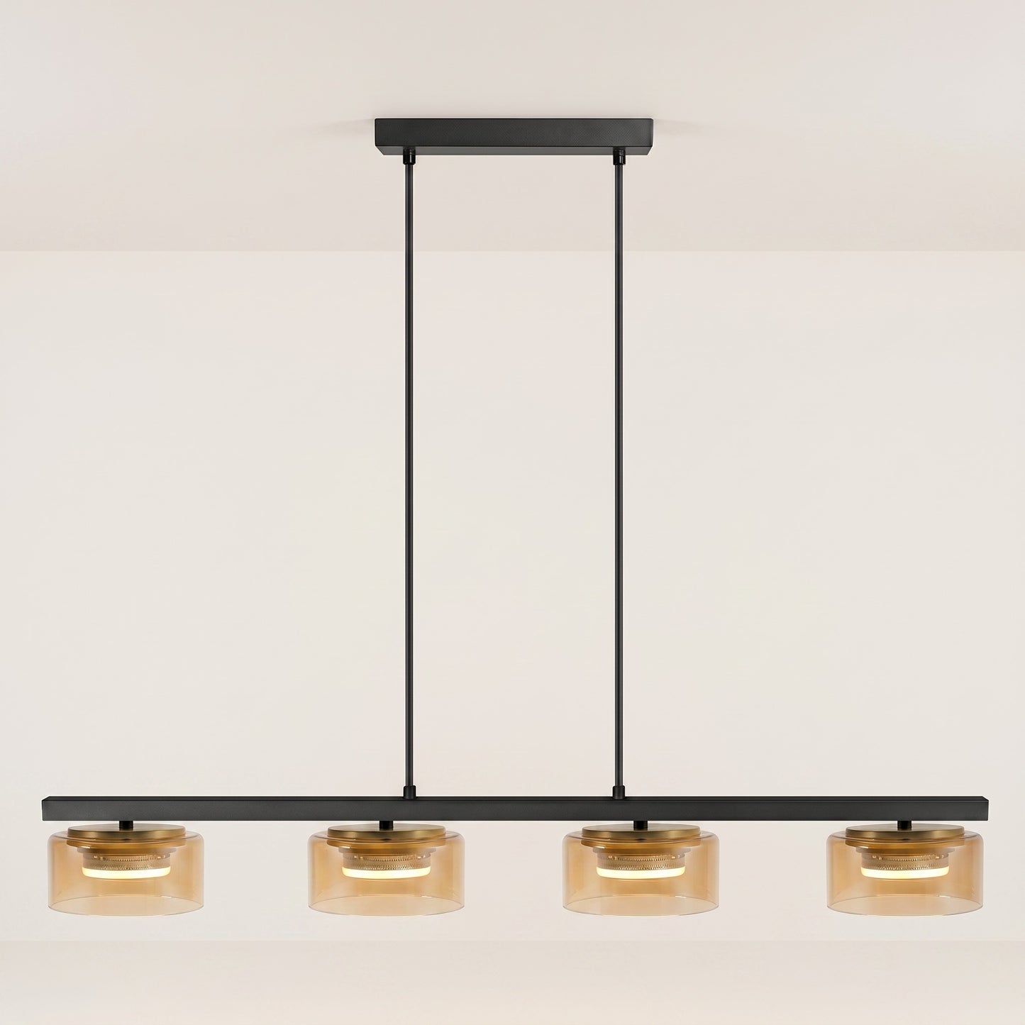 Lámpara de Techo LED 4xGX53 24W Negra con Cristal Ámbar | Bombilla Reemplazable