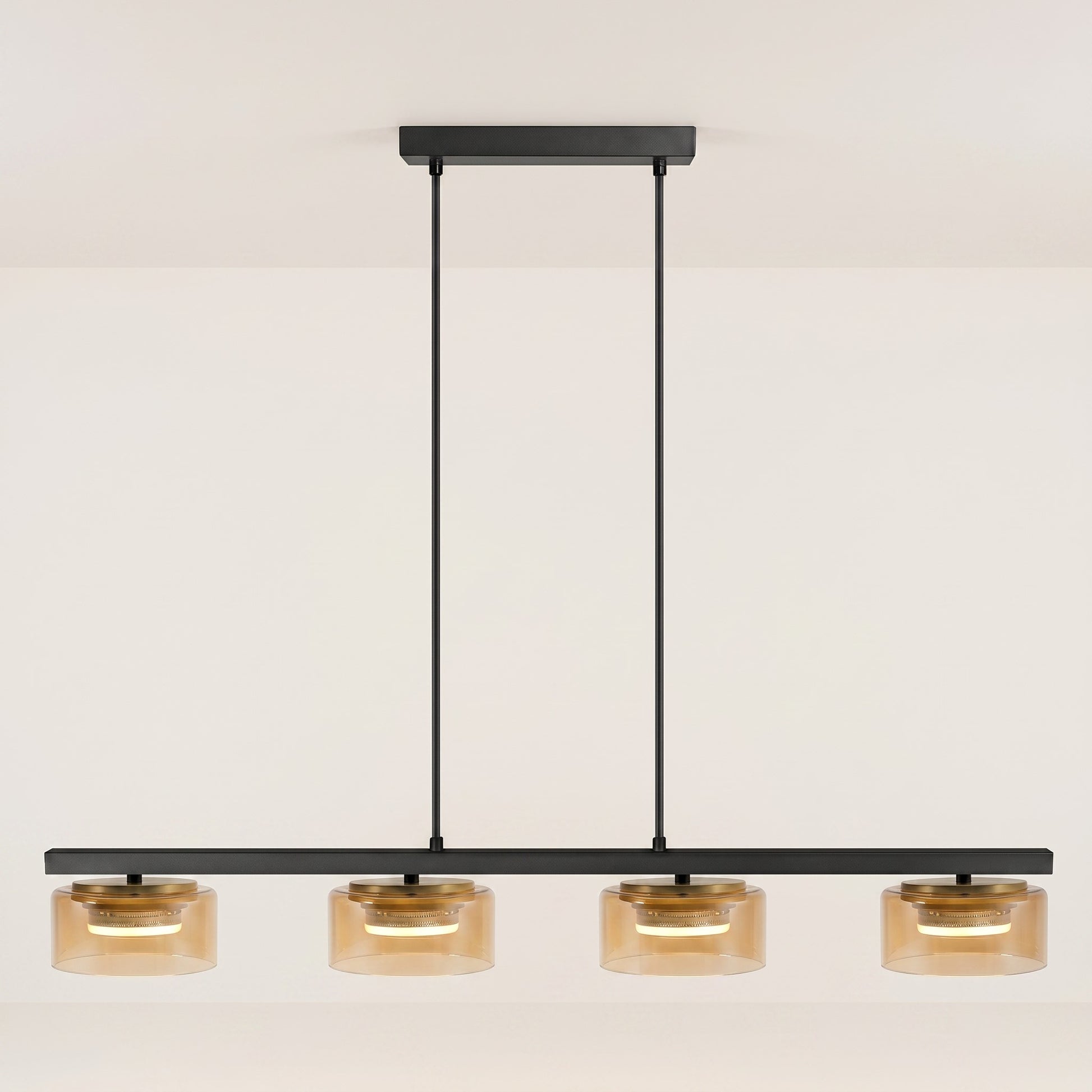 Lámpara de Techo LED 4xGX53 24W Negra con Cristal Ámbar | Bombilla Reemplazable