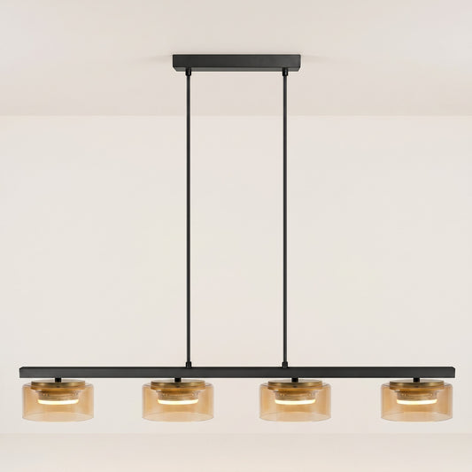 Lámpara de Techo LED 4xGX53 24W Negra con Cristal Ámbar | Bombilla Reemplazable