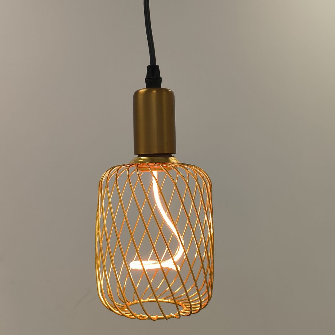 Bombilla LED decorativa cilindro jaula con filamento espiral E27 4W 1800K (negro o dorado)