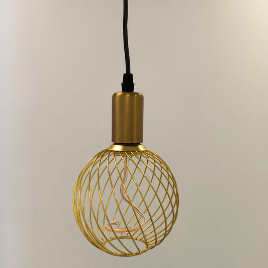 Bombilla LED decorativa globo jaula con filamento espiral E27 4W 1800K (negro o dorado)